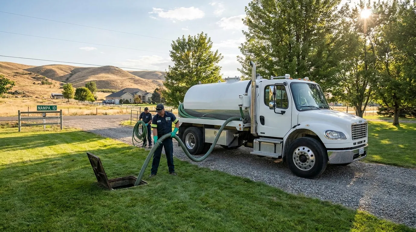 Septic tank cleaning in progress near Nampa